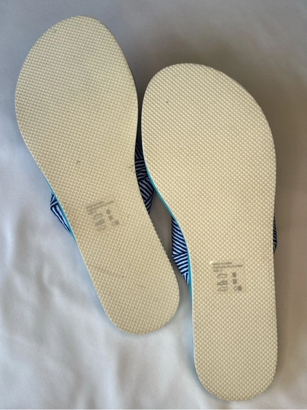 Urban Outfitters Turquoise Slide Sandals with Navy Striped Bow‎